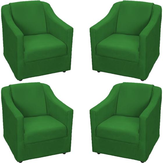 Imagem de Kit 4 Poltronas Decorativas para Sala, Recepção e Manicure Suede Cores Pé Cromado  