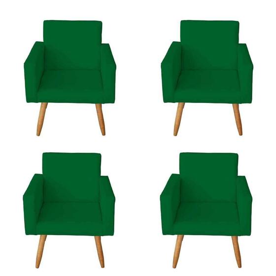 Imagem de Kit 4 Poltronas Decorativas Sala de Estar Escritório Pés Palito Nina Verde  - Mafer