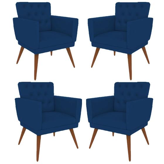 Imagem de Kit 4 Poltronas Nina com Capitone - Azul Marinho