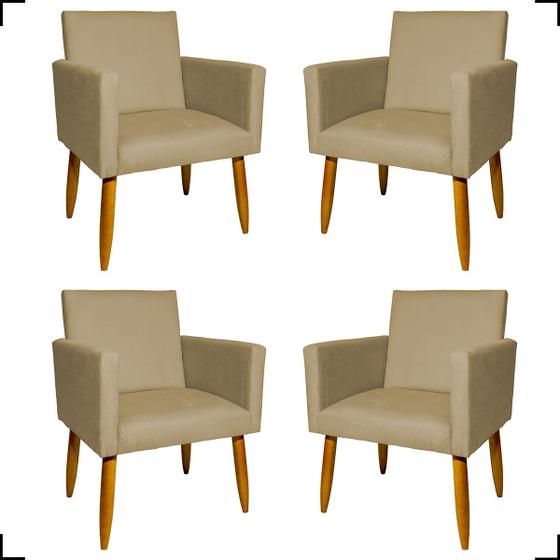 Imagem de Kit 4 Poltronas Para Sala Decorativas Nina Suede Cores Pé Castanho - Clique E Decore