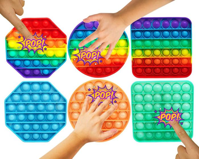 Imagem de Kit 4 Pop It Toys Hand Spinner Anti Stress Glitter Colorido