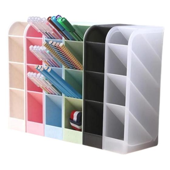 Imagem de Kit 4 Porta Canetas Lápis Organizador De Mesa Vertical Color (Azul, Rosa, Preto e Branco)
