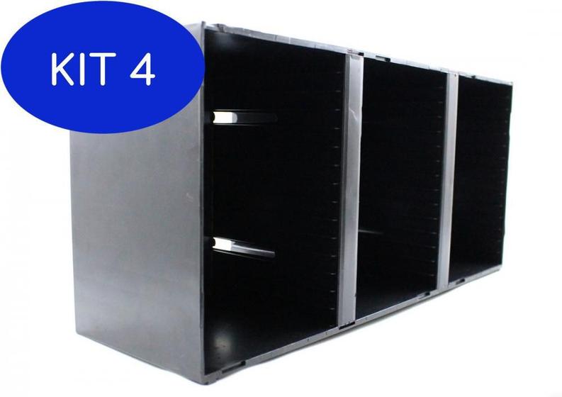 Imagem de Kit 4 Porta Cd Modular (Preto) Newness - Capacidade Para 45