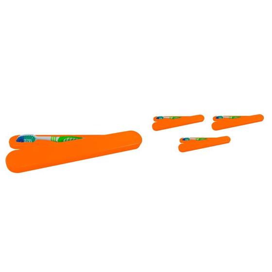 Kit 4 Porta Escova Dental Alaranjado Plástico - Bb Store Imagem de Kit 4 Porta Escova Dental Alaranjado Plástico