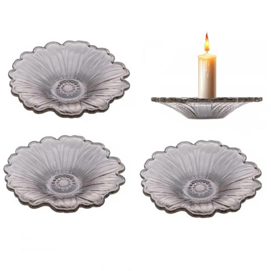 Imagem de Kit 4 Porta Velas Castiçal Em Vidro Margarida Decoração