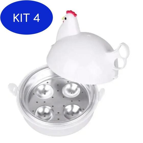 Imagem de Kit 4 Pote Cozedor De Ovos Para Micro-Ondas Boiled Egg