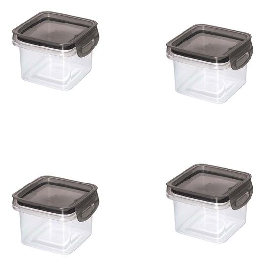 Imagem de Kit 4 Pote de Alimentos Multiuso Trava Mais Quadrado 380ML