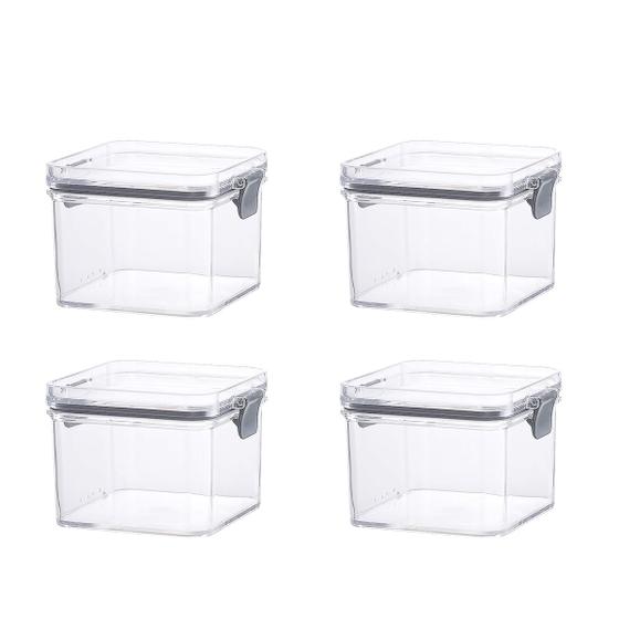 Imagem de Kit 4 Pote Hermético P/ Alimentos Multiuso C/ Travas 400ML