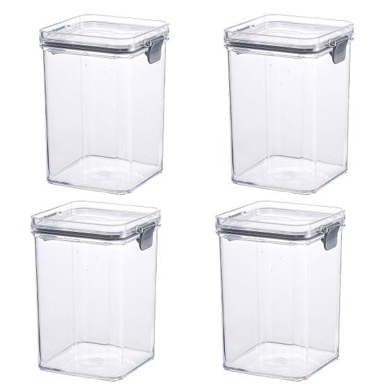 Imagem de Kit 4 Pote Hermético Para Alimentos Multiuso Com Travas 1L