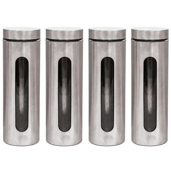 Imagem de Kit 4 Pote Inox Visor Vítreo Fechamento Hermético 1,8 Litros