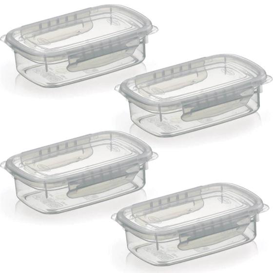 Imagem de Kit 4 Potes Alimentos 270 ML Com Tampa e Travas Transparente