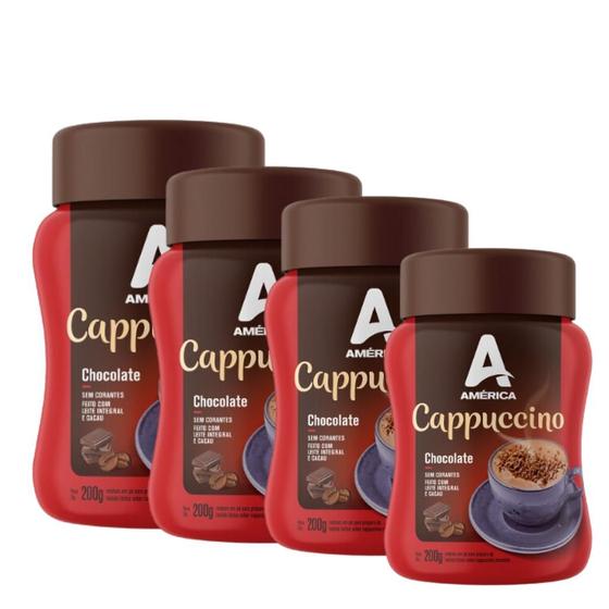 Imagem de Kit 4 Potes Cappuccino América Chocolate 200g