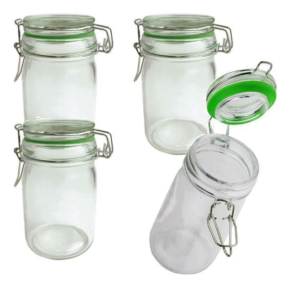 Kit 4 Potes Frasco em Vidro com Tampa Hermética com Trava Click 250ml Potinho Multiuso Menor preço em Kit 4 Potes Frasco em Vidro com Tampa Hermética com Trava Click 250ml Potinho Multiuso