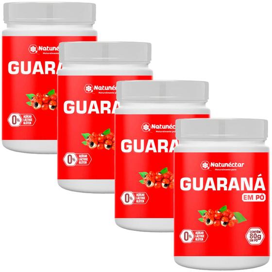 Imagem de Kit 4 Potes Guaraná em Pó Suplemento Alimentar Natural Sabor 100% Puro Original Proteína Natunéctar 80g