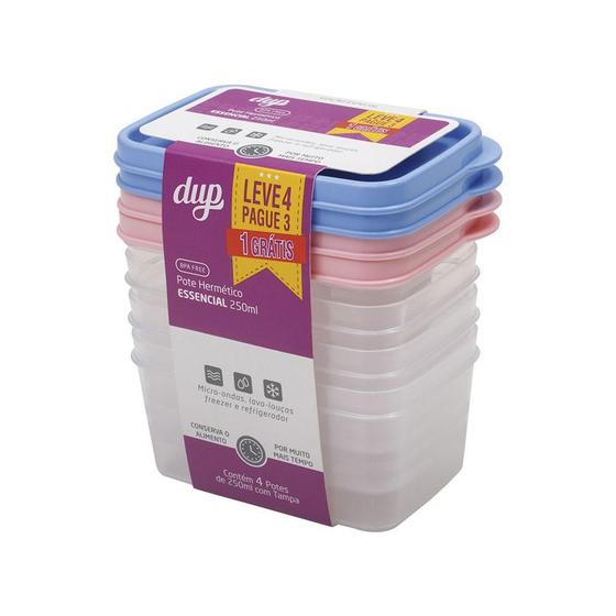 Imagem de Kit 4 Potes Hermético Linha Essencial 250Ml - Dup