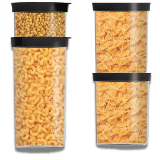 Imagem de Kit 4 potes herméticos acrílico mantimento ideal para açucar cereais macarrão bolacha biscoitos