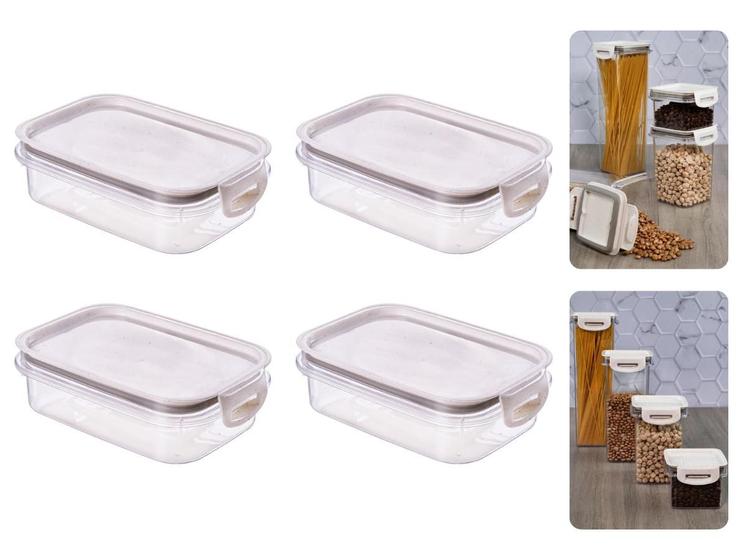 Imagem de Kit 4 Potes Herméticos Empilháveis Com Travas e Tampa 500ml