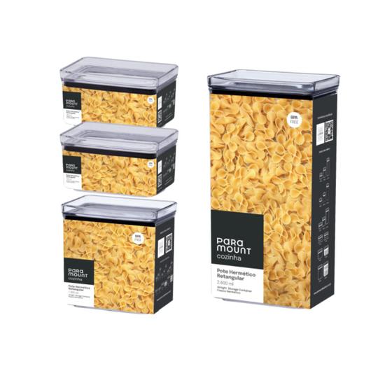 Imagem de Kit 4 potes herméticos lumini retangular paramount tamanhos