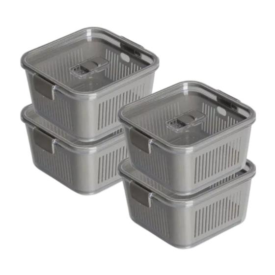 Imagem de Kit 4 Potes Herméticos Multiuso Slim Porta Mantimentos C/ Válvula Ar Travas 1360ml