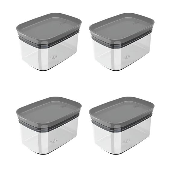 Imagem de Kit 4 Potes Mantimentos Block 650ml Chumbo Martiplast Ou