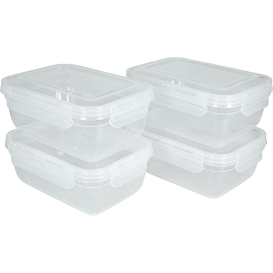 Imagem de Kit 4 Potes Marmita Reutilizável 1400ml Trava Freezer Microondas Fitness
