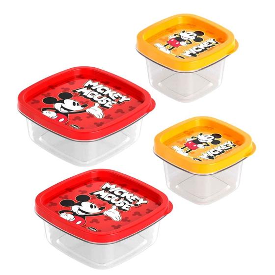 Imagem de Kit 4 Potes Mickey 200ml e 580ml Porta Temperos e Alimentos