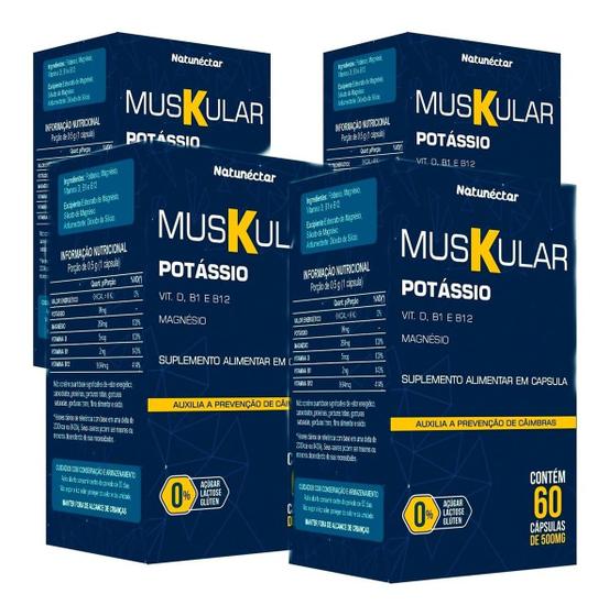 Imagem de Kit 4 Potes Muskular Suplemento Alimentar Natural 100% Pura Natunectar 240 Capsulas Vitaminas