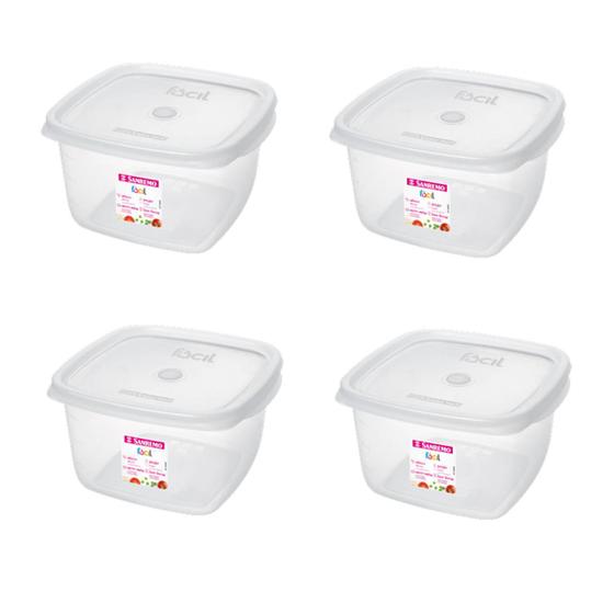 Imagem de Kit 4 Potes P/Alimentos Organizador 3,7L Transparente-SANREMO