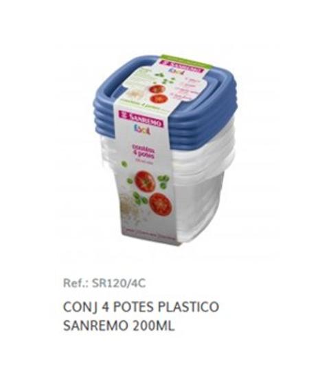 Imagem de Kit 4 Potes Para Alimentos Quadrado 200 ML Transparente Sanremo - SR120/4C