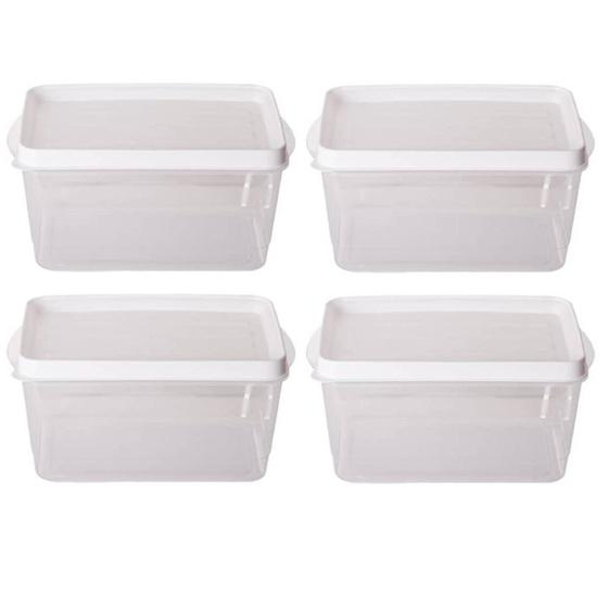 Imagem de Kit 4 Potes Para Alimentos Retangular 13,5x9x9,7 Cm 810 ML