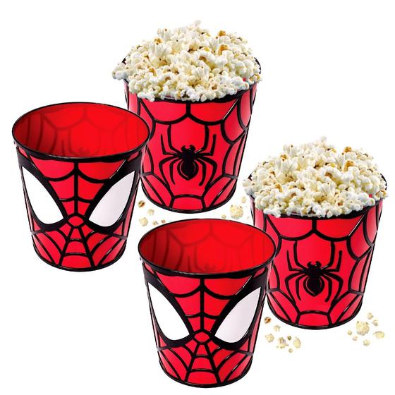 Imagem de Kit 4 Potes para Pipoca Spider-Man 3D Balde Homem Aranha 2L