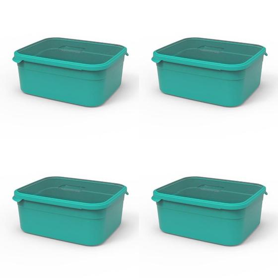 Imagem de Kit 4 Potes Retangulares de Plástico 2000ml Verde Menta