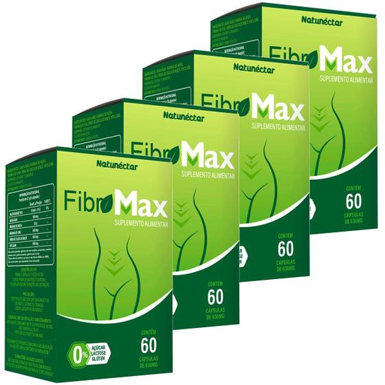 Imagem de Kit 4 Potes Suplemento Fibromax Natunéctar 240 Capsulas Natural Fibras 100% Puro