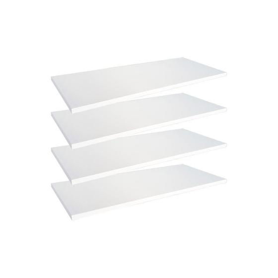 Imagem de Kit 4 Prateleiras 40X20Cm Mdf Branco Com Suporte Invisível