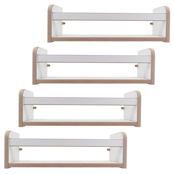 Kit 4 Prateleiras Estante Suspensa Parede Porta Livros Revistas Madeira MDF Branca 45cm Menor preço em Kit 4 Prateleiras Estante Suspensa Parede Porta Livros Revistas Madeira MDF Branca 45cm