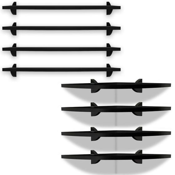 Kit 4 Prateleiras Nicho 60x15 + 4 De Canto Flutuante 35x35 Menor preço em Kit 4 Prateleiras Nicho 60x15 + 4 De Canto Flutuante 35x35