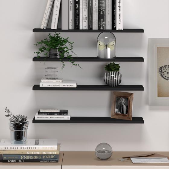 Kit 4 Prateleiras Retas Simples Decoração Organização MDF Suporte Invisível Menor preço em Kit 4 Prateleiras Retas Simples Decoração Organização MDF Suporte Invisível