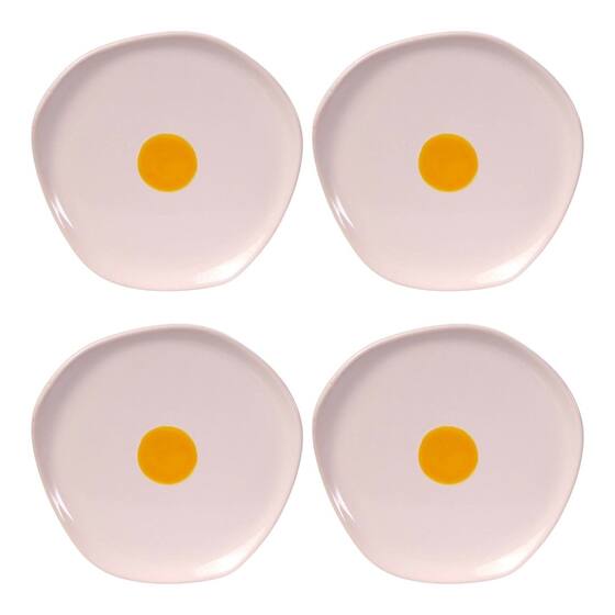 Kit 4 Pratos de Cerâmica Ovo Frito 21cm Silveira