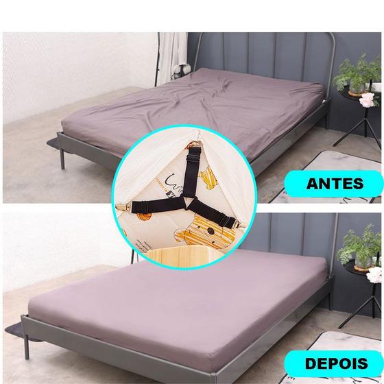 Imagem de Kit 4 Prendedor Elástico Segura Lençol 3 Pontos