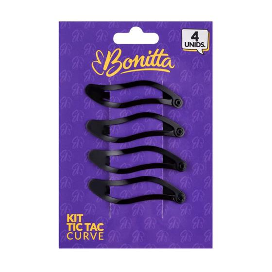 Imagem de Kit 4 Presilhas De Cabelo Pequena Tic Tac Curve Bonitta