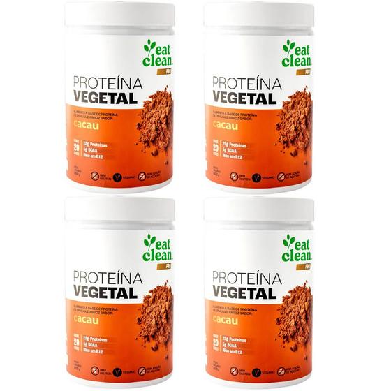 Imagem de Kit 4 Proteína Vegetal Cacau Eat Clean 600g - Proteína Vegana