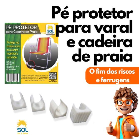 Imagem de Kit 4 Protetor de Pé para Cadeira de Praia e Varal de Chão Anti Risco Não Enferruja Não Danifica o Piso