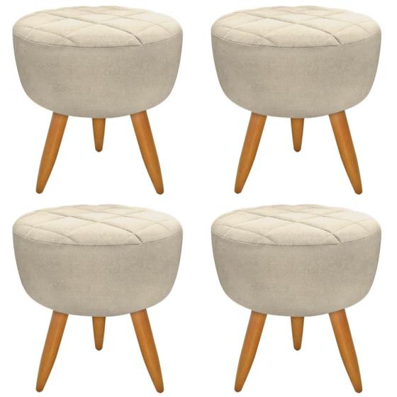 Imagem de Kit 4 Puff Maitê Decorativo Sala De Estar Suede Bege