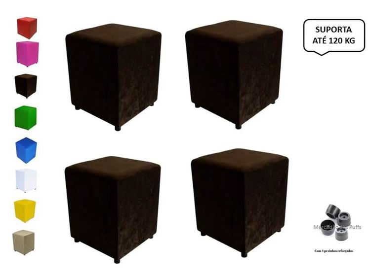Kit 4 Puffs Quadrado Banqueta Decorativo Cubo Banquinho Sala Menor preço em Kit 4 Puffs Quadrado Banqueta Decorativo Cubo Banquinho Sala