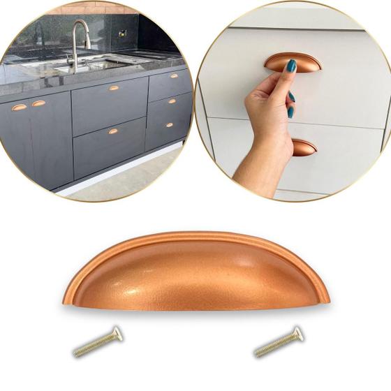 Kit 4 Puxador Concha para Armário, Porta e Gaveta Armário em Metal