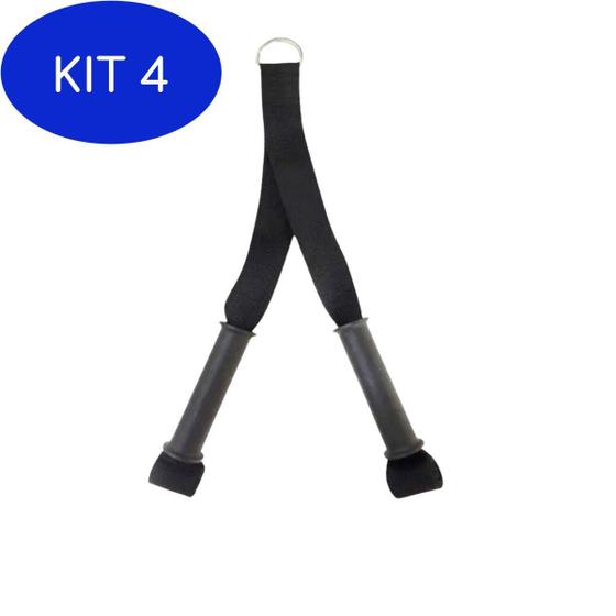 Kit 4 Puxador Manopla Cross Over Pulley Fita Tríceps Academia Xtx Fit