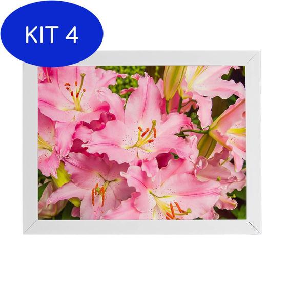 Kit 4 Quadro Açucena Lilium Candidum Flor Moldura Branca - Plimshop -  Quadro Decorativo - Magazine Luiza