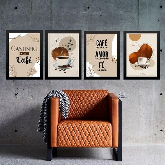 Imagem de Kit 4 Quadros Cantinho Do Café 45x34cm - com vidro