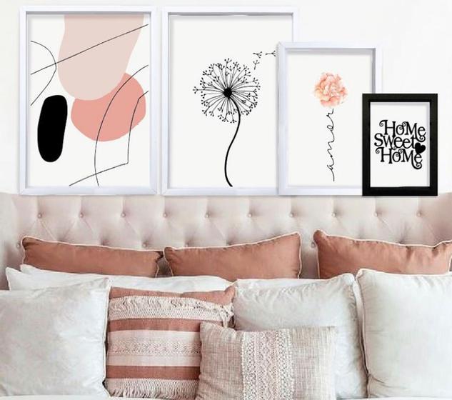 Imagem de Kit 4 quadros decorativos ambiente - FLOWERS