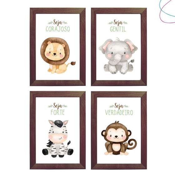 Imagem de Kit 4 Quadros Decorativos - Safari Aquarela*